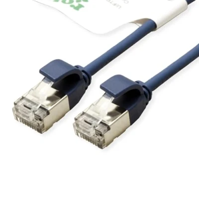 Immagine di Roline green 21.44.3345 RJ45 cavo di rete, patch CAT 6A U/FTP 2.00 m Blu non schermato, Privo alogeni, Ritardante fiamma 1 pz.
