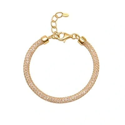 Immagine di Amberta Bracciale con Diamanti Simulati in Argento Sterling 925 per Donna: Placcato Oro