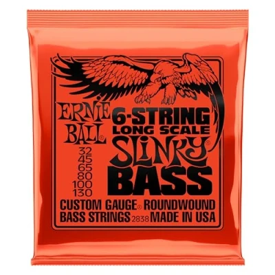 Immagine di Ernie Ball, Slinky Long Scale accordatura al nickel, Corde per basso elettrico a scala lunga 6 corde, diametro 32 130