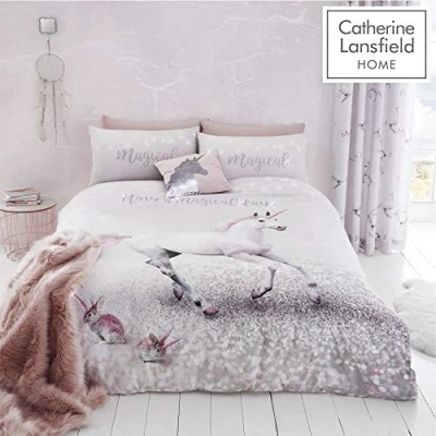 Immagine di Catherine Lansfield Enchanted Unicorn Copripiumino, Rosa, Set piumone 1 Piazza, 2