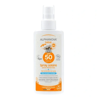 Immagine di Alphanova, Crema solare, BB lait solaire spray bio SPF50+ (Latte SPF 50+, 125 ml, 161 g)