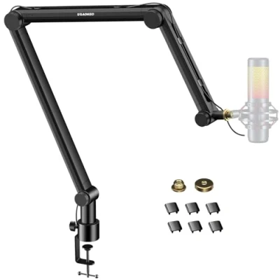 Immagine di Aokeo AK 49 braccio per microfono, regolabile, compatto, a sospensione, forbice Blue Yeti, Snowball iCE,QuadCast, SoloCast,ecc