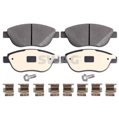 Immagine di SWAG 70 91 6964 Kit pastiglie freno Assale anteriore con materiale di fissaggio montaggio FIAT: Doblo I Cargo, II Station Wagon