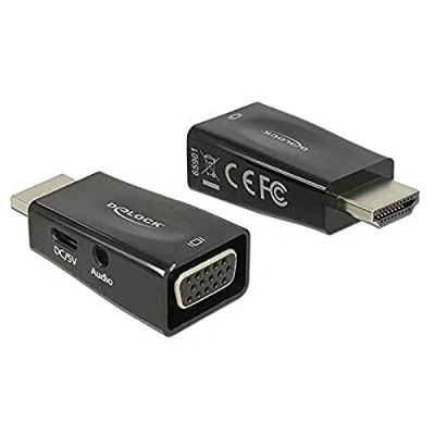Immagine di Delock 65901 HDMI a (VGA, Audio, 4.70 cm), Adattatore dati + video, Nero