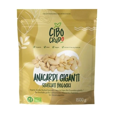 Immagine di Anacardi Naturali Sgusciati Crudi e Biologici 1.5Kg. non Tostati Salati. Contengono Proteine Minerali Vitamina B1 B6. Da Usare Come Snack Insalate o Piatti a Base di Riso.