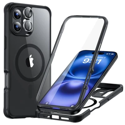 Immagine di ESR Custodia Set per iPhone 16 Plus, e 1 di protezioni lenti individuali, Protezione livello militare a copertura totale, Resistente ai graffi, Serie Armor, Trasparente