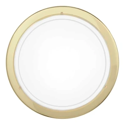 Immagine di EGLO lampada da soffitto Planet 1, 1 luce, parete in acciaio, colore: ottone, vetro laccato bianco, attacco E27