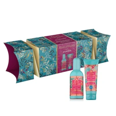 Immagine di Tesori d&#039;Oriente Set Regalo, Profumo Aromatico 100 ml e Doccia Crema 75 (formato viaggio), Fragranza Ayurveda, Confezione Regalo