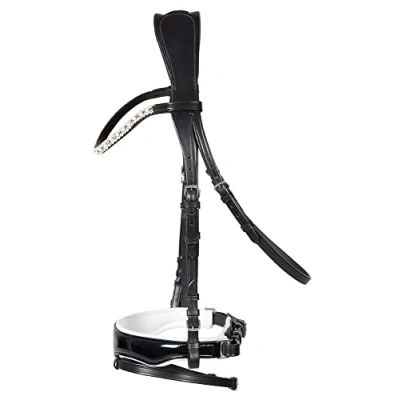 Immagine di PFIFF Briglia &quot;Elegance&quot; Patent Nasello Anatomico Cob Nero / Bianco