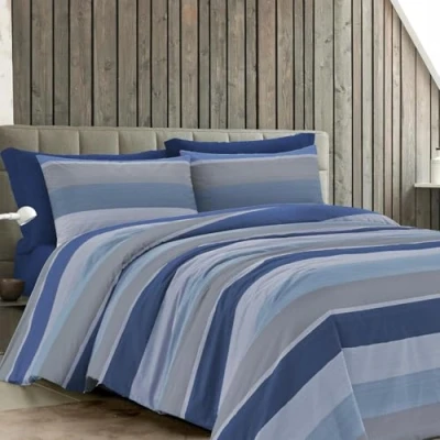 Immagine di Dorian Home, Completo Letto 1 Piazza e Mezza 100% Cotone, Lenzuola 130 x 200, Formato da Lenzuolo Sotto, Sopra una Federa, Made in Italy, Garda Blu