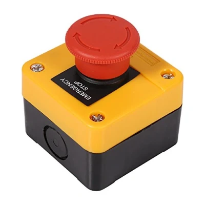 Immagine di Kuuleyn Pulsante di Arresto Emergenza, 1Pc 660V 10A Guscio in plastica Segno Rosso Interruttore a Fungo emergenza immediato