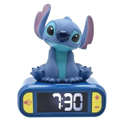 Immagine di Lexibook, Disney Stitch, Sveglia notturna, Suoni e melodie, Schermo LCD retroilluminato, Luminoso, Snooze, Blu, RL800D