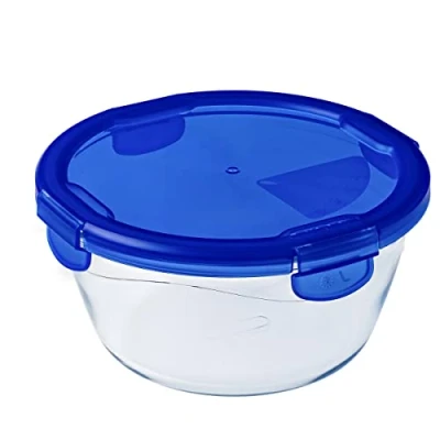 Immagine di Pyrex Cook&amp;Go Teglia Multiuso Tonda con Coperchio ermetico, TrasparenteYBlu, 2.41 cm