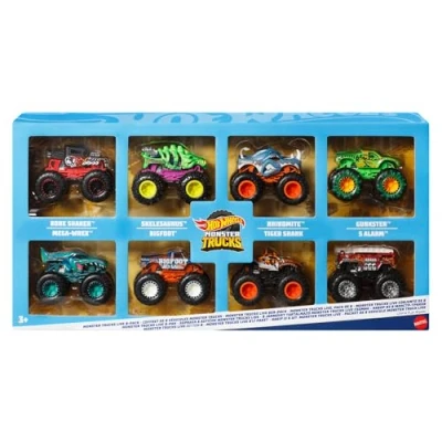 Immagine di Hot Wheels Monster Trucks Set da 8 Camion Die Cast in Scala 1:64, con Hero e i Personaggi più amati di Live della Serie Youtube Kids, Giocattolo per Bambini, 3+ Anni, JCW76