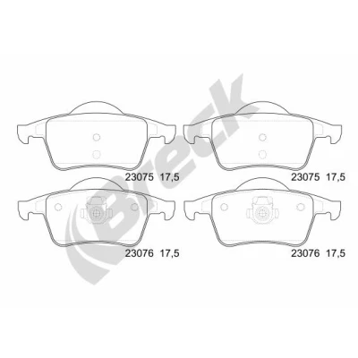 Immagine di BRECK 23076 00 702 Kit pastiglie freno Non predisposto per contatto segnalazione usura VOLVO: V70 2, S60 I, XC70 I Cross Country