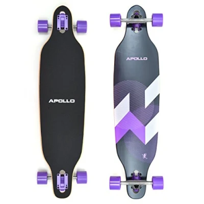 Immagine di Apollo Longboard Makira Tavola Completa con Cuscinetti a Sfera High Speed ABEC, Drop Through Freeride Skating Cruiser Board