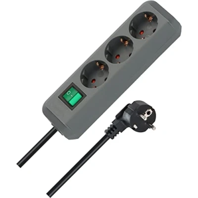 Immagine di Brennenstuhl 1152340015 Multipresa con interruttore 3 scomparti Argento Schuko 1 pz.