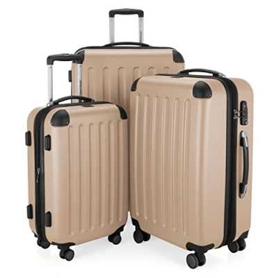 Immagine di HAUPTSTADTKOFFER SPREE Set di 3 valigie, Valigie rigide, Trolley con 4 doppie ruote, Bagaglio da viaggio opaco, viaggio, TSA, (S, M e L), Champagne