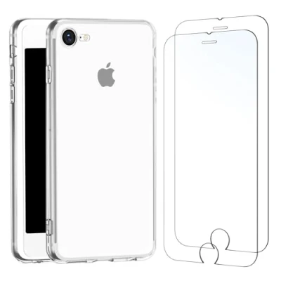 Immagine di NEW&#039;C Cover per iPhone 8/7 (4,7 Pollici) Gel TPU in silicone custodia ultra trasparente e 2 x vetro temperato 7 8 Pollici), Pellicola proteggi schermo