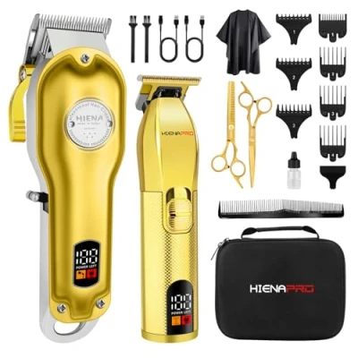Immagine di HIENA PRO tagliacapelli professionale da uomo senza fili con e trimmer set di taglio dei capelli per barbiere ricaricabile display a LED