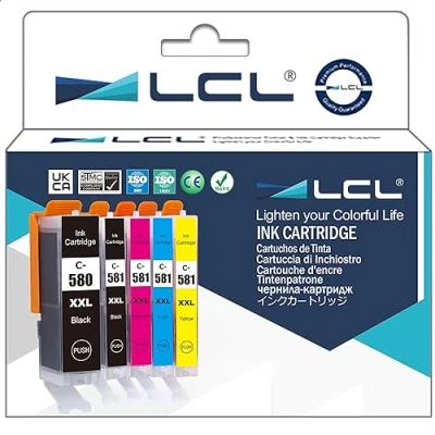 Immagine di LCL 580XXL 581XXL Cartucce d&#039;inchiostro Compatibili per PGI 580 CLI 581 Sostituzione con Canon Pixma TR7550 TR8550 TS6150 TS6151 TS6350 TS6351 TS6250 TS8100 TS8150 TS8151 TS8152 TS8250 TS8251(5 Pezzi)