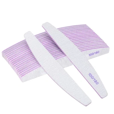 Immagine di Lima per unghie, 20 Pezzi unghie Professionale a Doppia Faccia Riutilizzabile 100/180 Grana Uso Domestico e Salone, Gomma,Carta,Vetro, Bianco