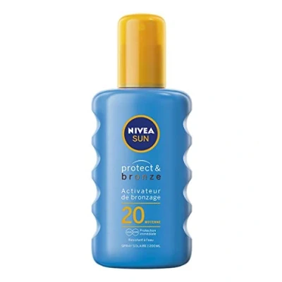 Immagine di NIVEA SUN Spray solare attivatore per abbronzatura Protect &amp; Bronzo FPS 20 (1 x 200 ml), olio con protezione UVA/UVB un abbronzante naturalmente abbronzato, crema