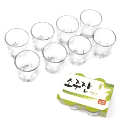 Immagine di Set di bicchierini da liquore coreani Soju, anche per whisky, tequila e liquori, lavabili in lavastoviglie, 48,2 g (8 pezzi)