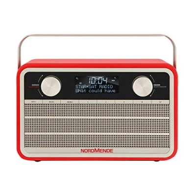Immagine di Nordmende Transita 120 radio DAB portatile (DAB+, FM, batteria 24 ore, Aux In, sveglia, 2 orari di sleep timer, funzione snooze, presa per cuffie) rosso