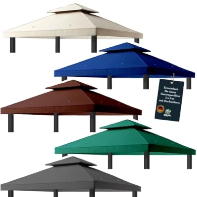 Immagine di freigarten.de Tetto di ricambio per gazebo 3 x m, impermeabile, materiale: Panama PCV Soft 370 g/m² extra forte, modello 1