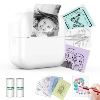 Immagine di ETROBOT Etichettatrice Etichette Adesive Bluetooth, Mini Stampante Portatile per Personalizzate Compatibile con iOS e Android 2 Rotolo di Ufficio Casa (X6+2 Roll)
