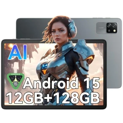 Immagine di Blackview Android 15 Tablet, 12 GB RAM + 128 ROM (2 TB TF), Octa Core WiFi 6, 1280 x 800 HD, 10 pollici PC Tablet,Widevine L1, 5100 mAh, Widevine L1/GMS/Face ID/8MP+5MP AI Camera/Bluetooth 5.2