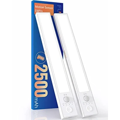 Immagine di FULEN Luci Armadio Con Sensore di Movimento, Luce Led Notturna Sottopensile Cucina, Lampada Ricaricabile Batteria da 2500mAh, Alimentata a USB, per Guardaroba, Confezione 2,Bianco