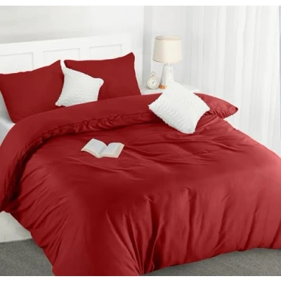 Immagine di Utopia Bedding Copripiumino 3 Pezzi Una Piazza e Mezza Microfibra 200x200cm + Federe 50x75cm (Rosso)