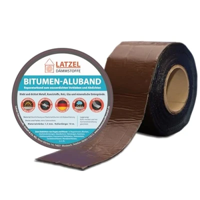 Immagine di Nastro in alluminio bituminoso autoadesivo, resistente ai raggi UV, colore marrone, rotolo 200 mm 10 metri