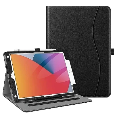 Immagine di FINTIE Custodia per iPad 10.2 Pollici 9a / 8a 7a Generazione (2021 2020 2019), [Multi angli] Folio Pieghevole Cover Protettiva Case con Tasca, Auto Sveglia/Sonno, Nero