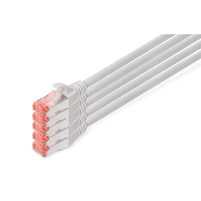 Immagine di Digitus DK 1644 070 5 Cavo FTP Cat 6 S/Alimentazione di Rete, LSZH, Rame, AWG 27/7 Grigio Grau 7 m, m (5 Pezzi), patch S LSZH