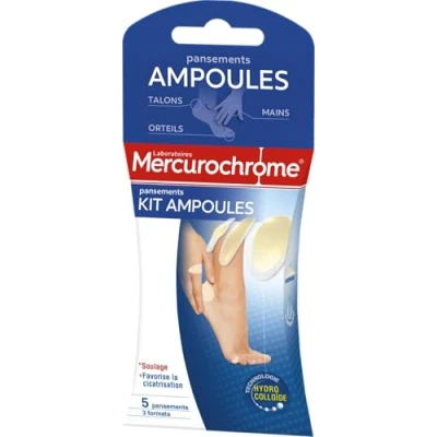 Immagine di MERCUROCHROME medicazioni Kit Lampadine 3 formati 5 Tecnologia idrocolloide Favorisce la guarigione Protegge ferita Tutti i tipi di vesciche