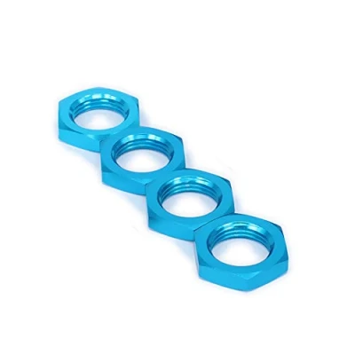 Immagine di KEEDA 4 pezzi M17 17 mm in lega di alluminio RC ruota esagonale mozzo dado filettatura 1.0mm per 1/8 modello auto HSP Redcat Himoto parti (blu)