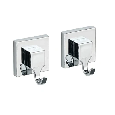 Immagine di Wenko Set da Ganci Vacuum Loc®, Quadrato, 2, Fissaggio Senza Perforazione, Gancio per Asciugamani Tutta la casa, Facile Fissare, Appendiabiti in plastica ABS, 6x7x5cm, Cromato