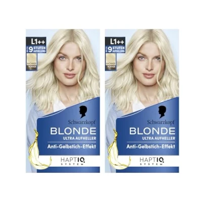 Immagine di Schwarzkopf Blonde Sbiancante L1++ (2 x 143 ml), colorante per capelli attivati a olio, con sistema HaptIQ, fino 9 livelli senza colore giallo