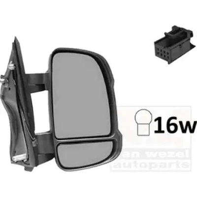 Immagine di specchio retrovisore esterno Van Wezel 0983808 Dx nero completo, convesso, per regolazione elettrica specchio, termico, con a granda