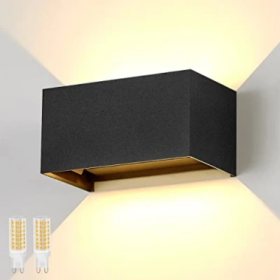 Immagine di Dr.lazy 20W Lampada da Parete per Interno/Esterno Lampadina G9 Sostituibile, Applique Muro in Alluminio, Angolo del Fascio Regolabile IP65 Impermeabile (Nero/Bianco Caldo)