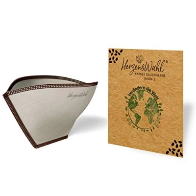 Immagine di HerzensWahl®, filtro da caffè riutilizzabile per permanente in acciaio inox Zero Waste filtrato, pour over e manuale
