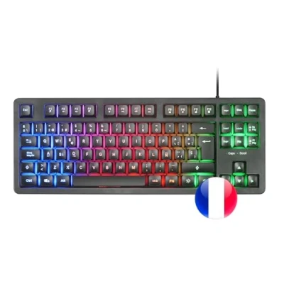 Immagine di Mars Gaming MK023, Tastiera TKL, Tecnologia Ibrida H Mech, Illuminazione FRGB Rainbow, Anti ghosting, Compatibilità Universale, Nero, Lingua Francese