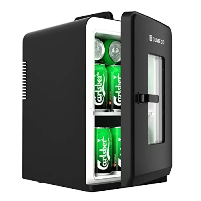 Immagine di Cumeod Mini Frigo da 15 Litri/21 Lattine, Frigorifero Piccolo con Funzione di Raffreddamento e Riscaldamento, 220V AC/12V DC per Casa, Ufficio Viaggio, Cosmetici, Bevande, Cibo, Mode Max et ÉCO