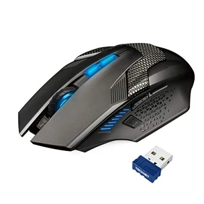 Immagine di TECKNET Mouse Gaming Wireless, 2.4GHz Wireless con 8 Pulsanti, 4800 DPI, da Ergonomico Ricevitore Nano per PC/Mac/Laptop, Nero