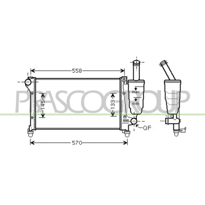 Immagine di PRASCO FT122R009 Radiatore motore Alluminio 500 322 23 con giunti rapidi Alette di raffreddamento montate meccanicamente FIAT: Panda II Hatchback