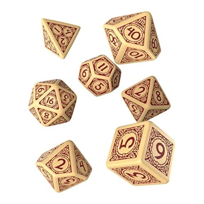 Immagine di Q Workshop VIK87 Set da 7 pezzi, colore: Beige e Burgundy Dice
