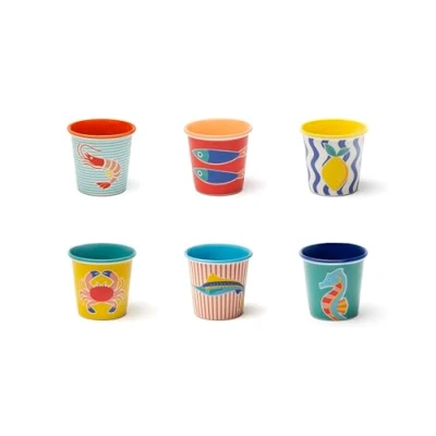 Immagine di Excelsa Corfù Set 6 Bicchierini da Caffè, Porcellana, Capacità 90 ML., Decori Assortiti
